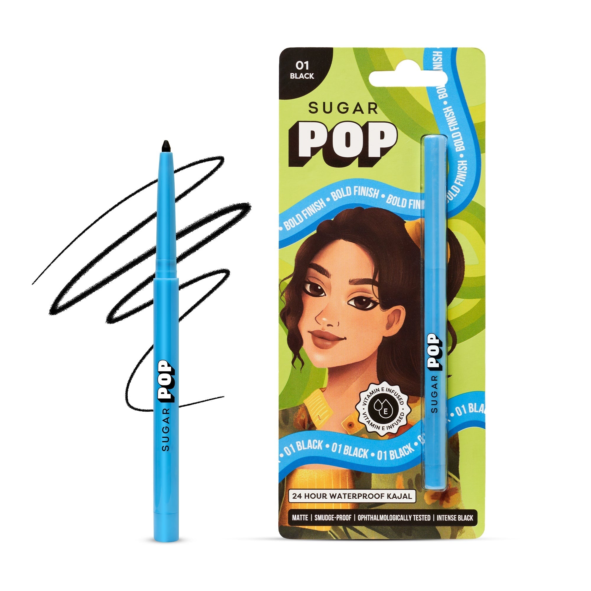 24 Hour Waterproof Kajal - 01 Black (Kit)
