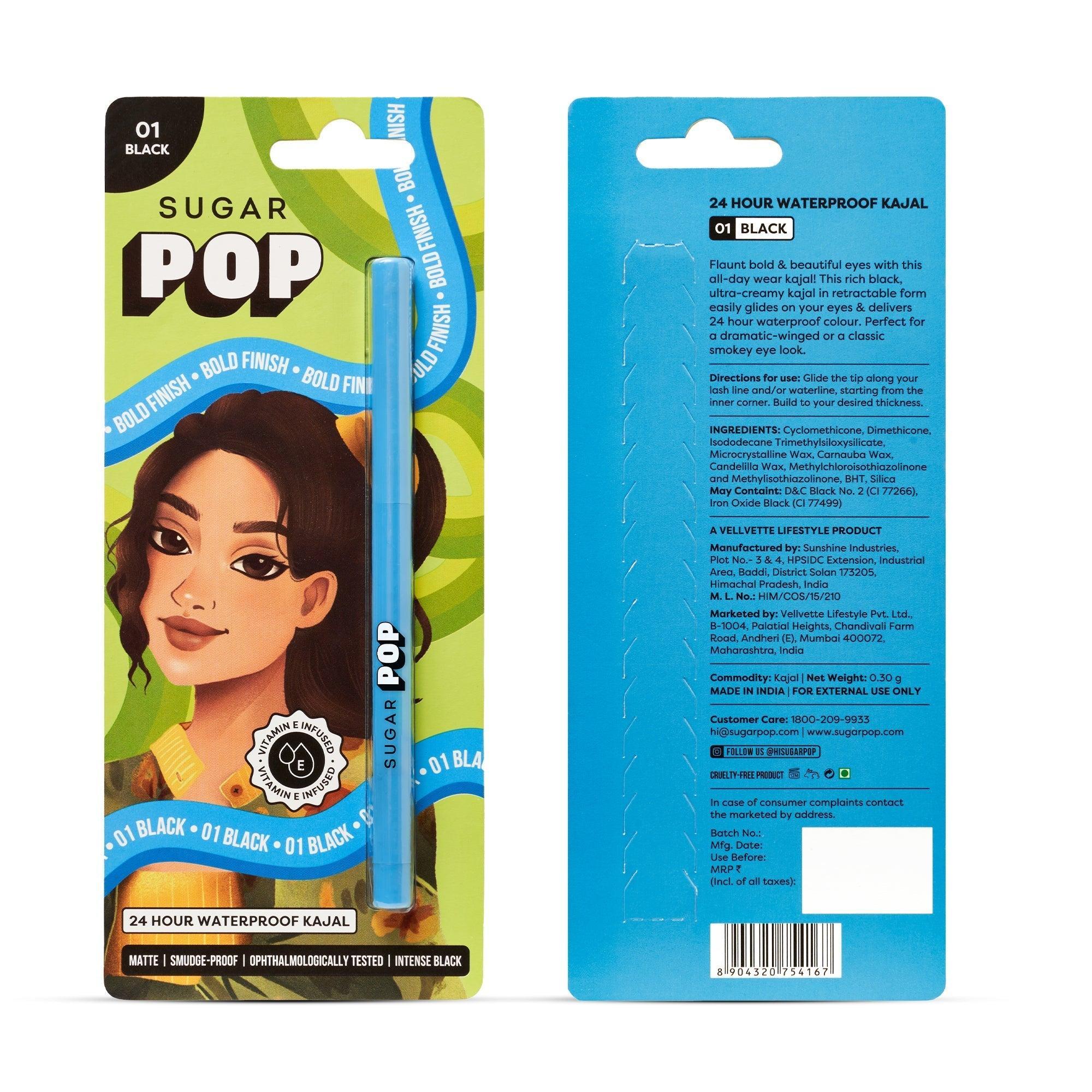 24 Hour Waterproof Kajal - 01 Black (Kit)