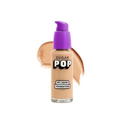 SUGAR POP HD Liquid Foundation bottle in 11 Apricot (Medium Golden, Warm Undertone) with swatch