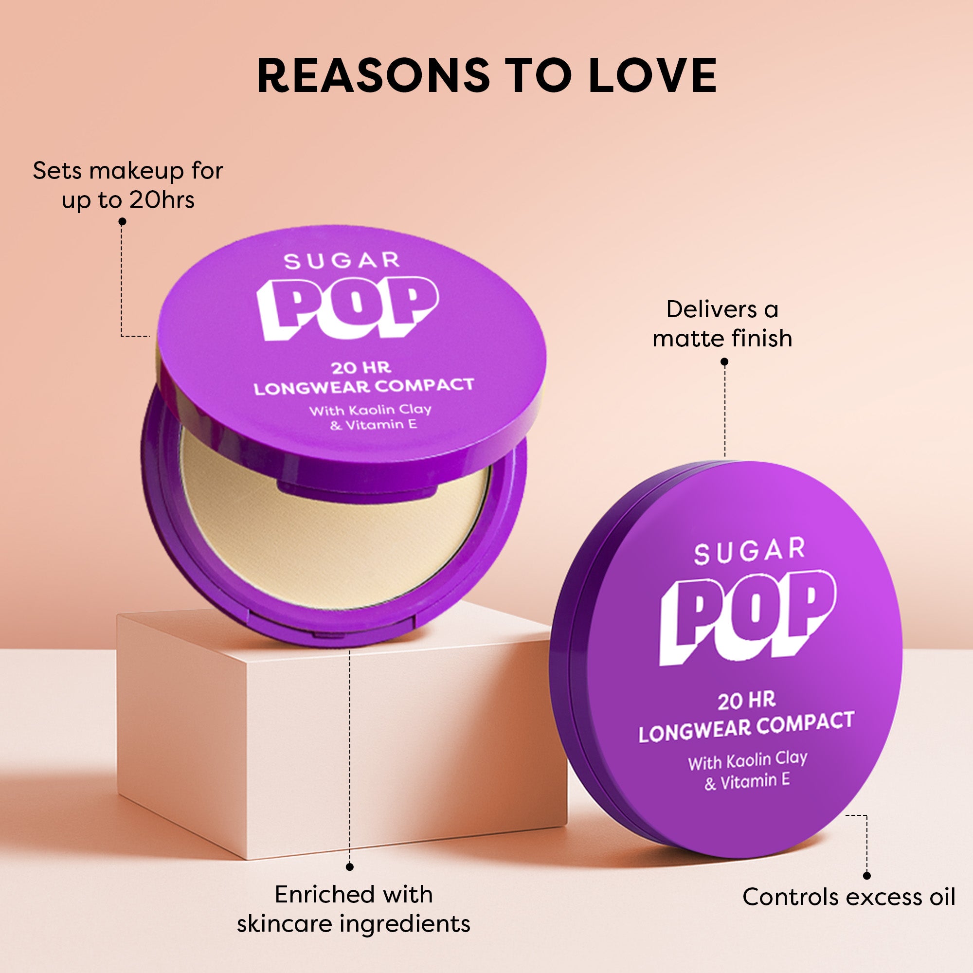 SUGAR POP 20 HR Longwear compact with Kaolin Clay and Vitamin E (Kit)