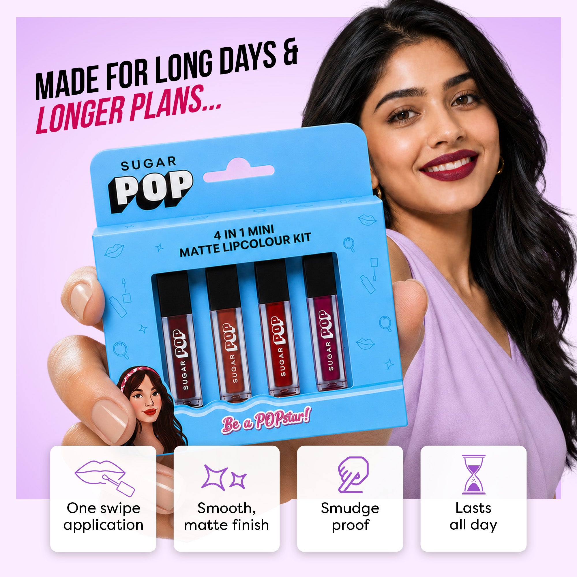 SUGAR POP 4 in 1 Mini Matte Lipcolor Kit - 01 Cult Classics