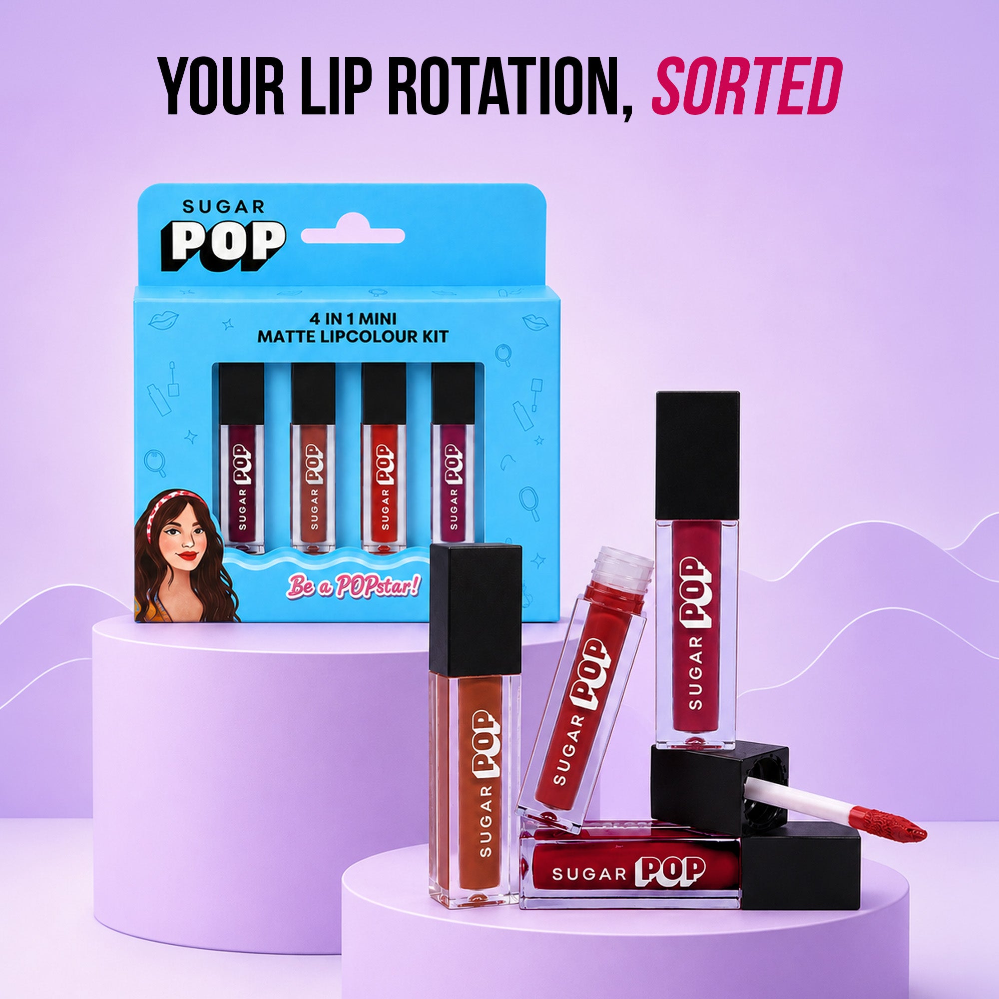 SUGAR POP 4 in 1 Mini Matte Lipcolor Kit - 01 Cult Classics