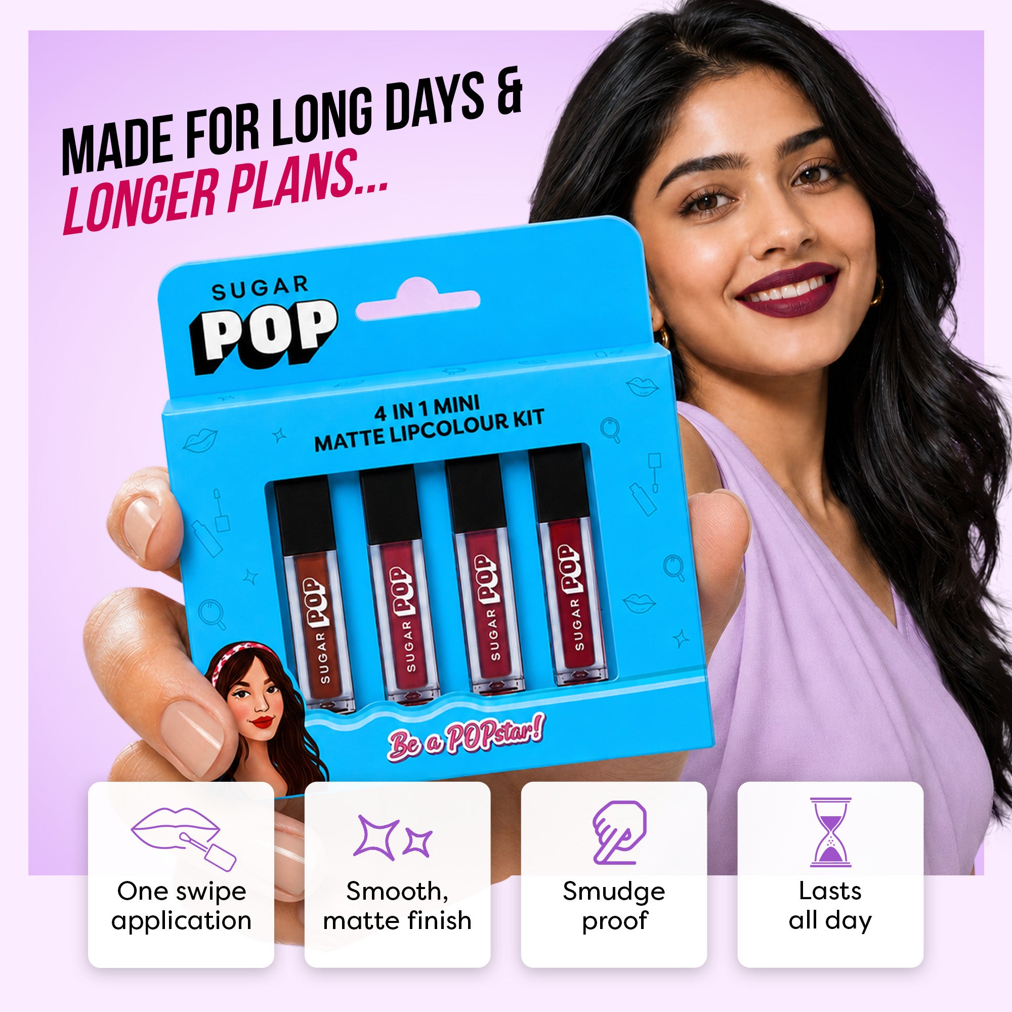 SUGAR POP 4 in 1 Mini Matte Lipcolor Kit - 02 Bare Essentials
