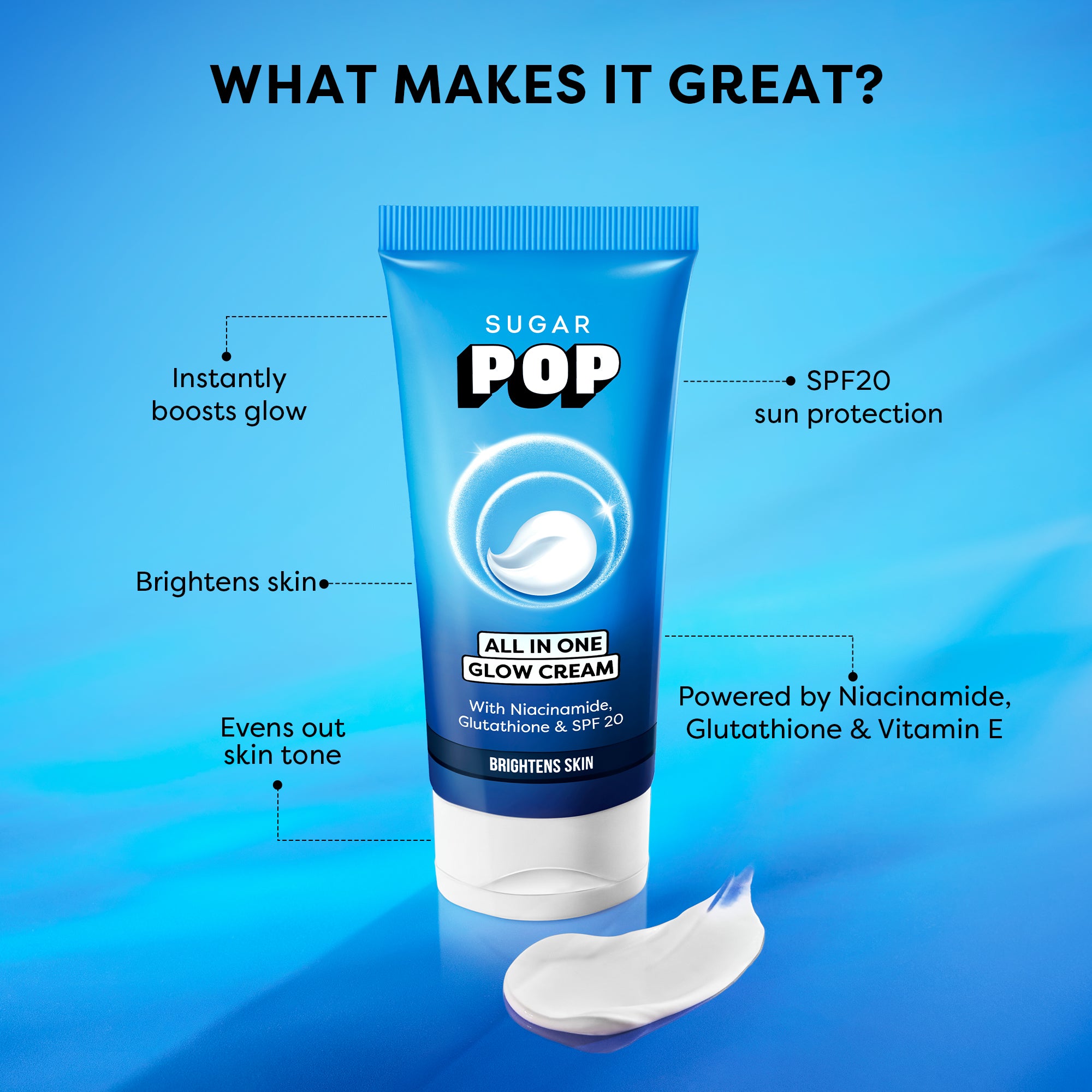 SUGAR POP All In One Glow Cream with with Niacinamide And Glutathione Spf 20