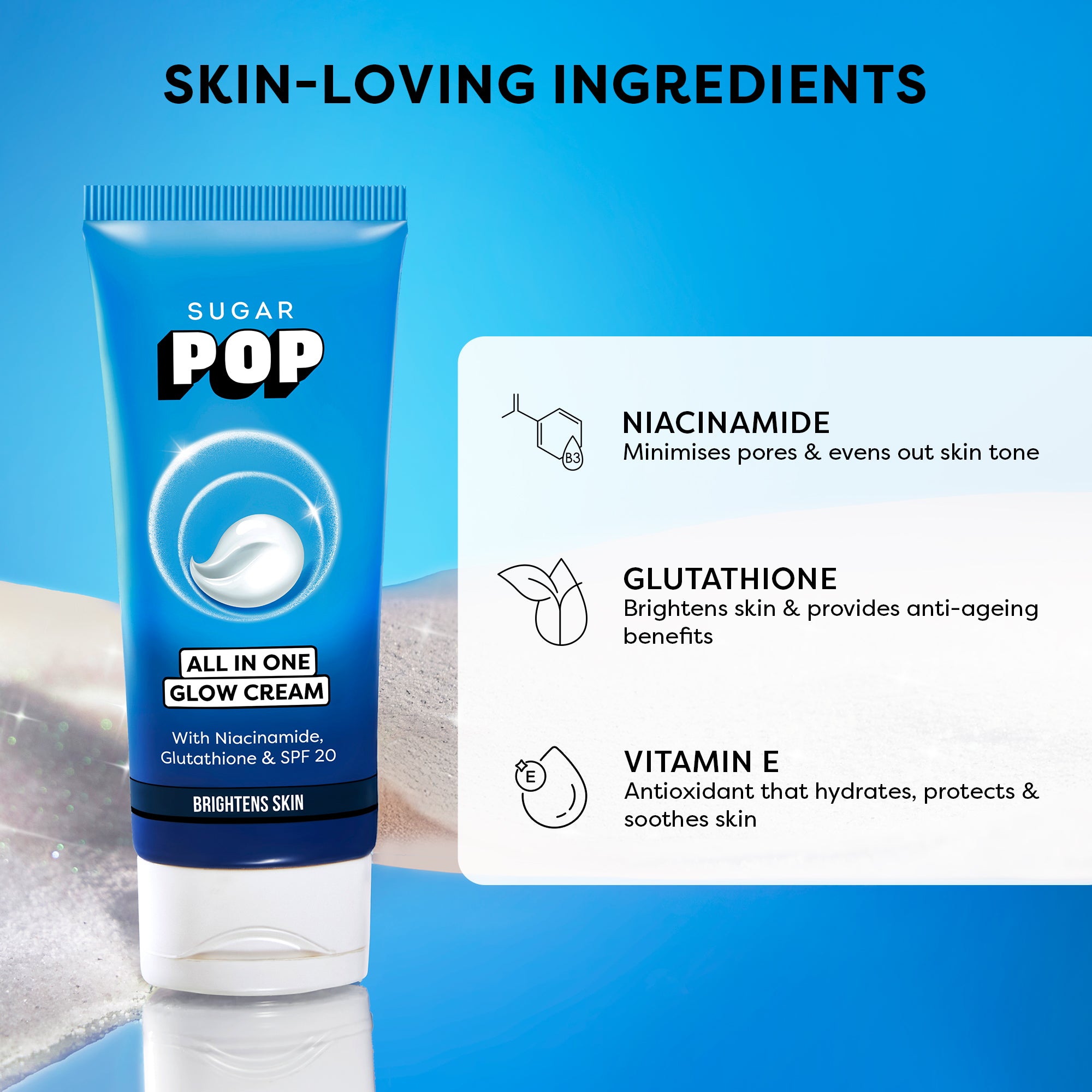 SUGAR POP All In One Glow Cream with with Niacinamide And Glutathione Spf 20