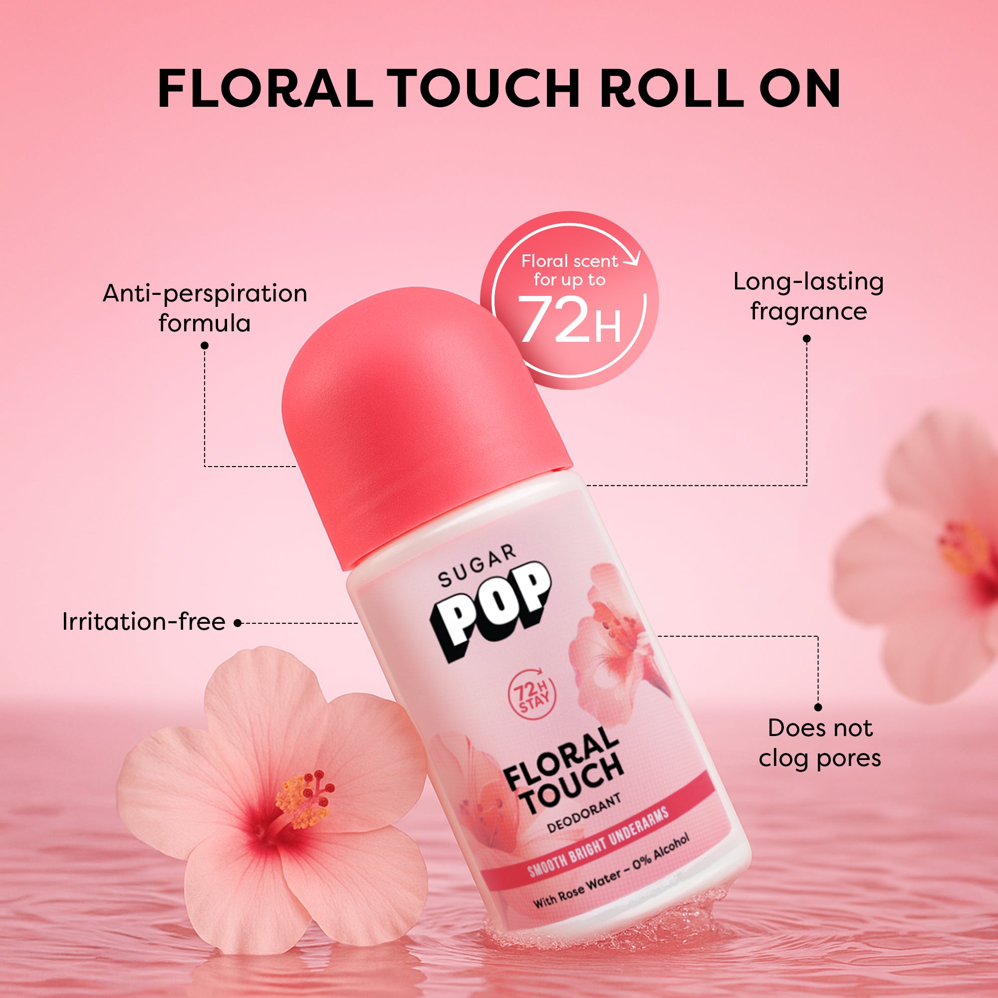 SUGAR POP Floral Touch Roll on Deodorant 50ml