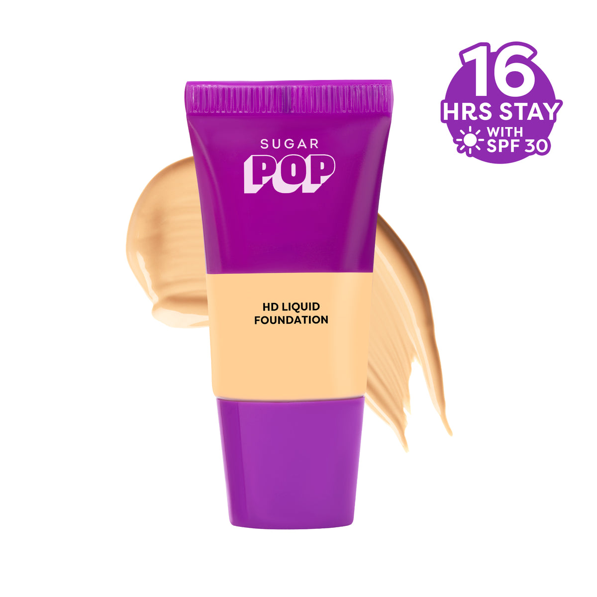 SUGAR POP HD Liquid Foundation tube in 03 Cashew with swatch