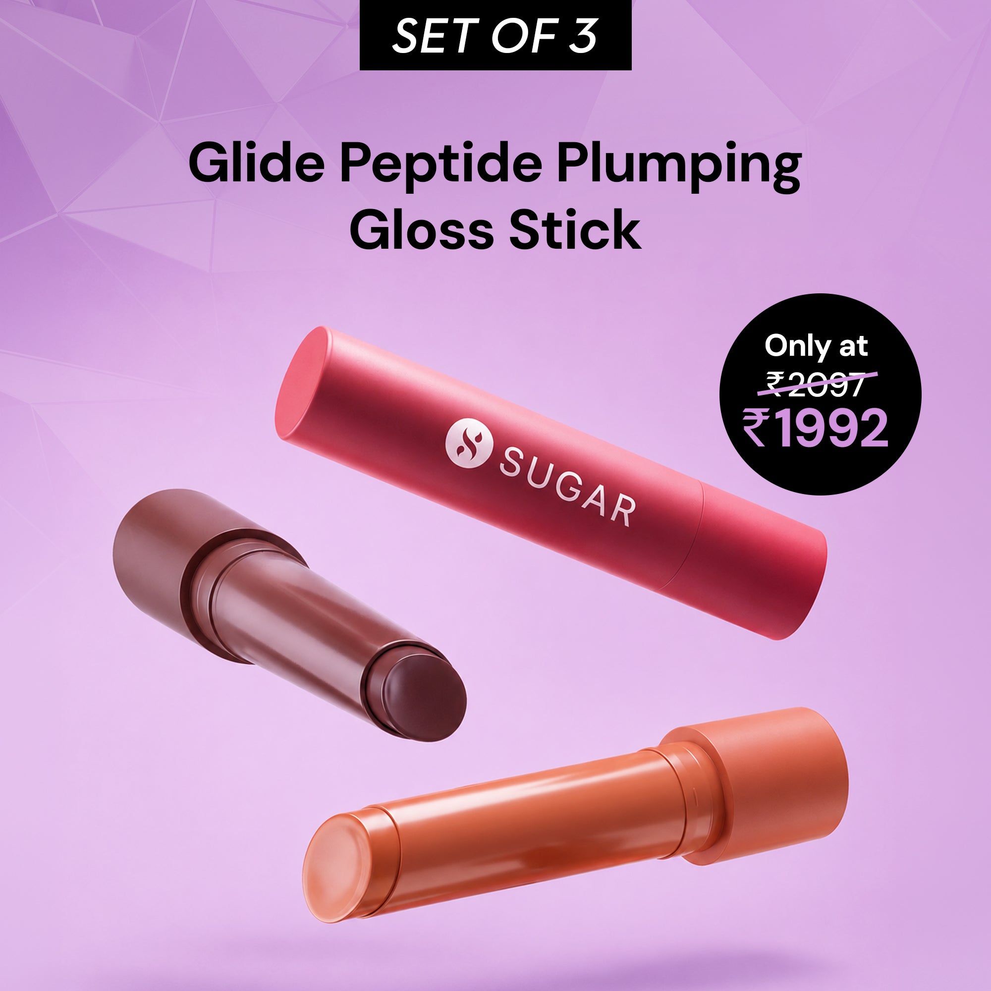 Set of 3 Glide Peptide Plumping Gloss Sticks