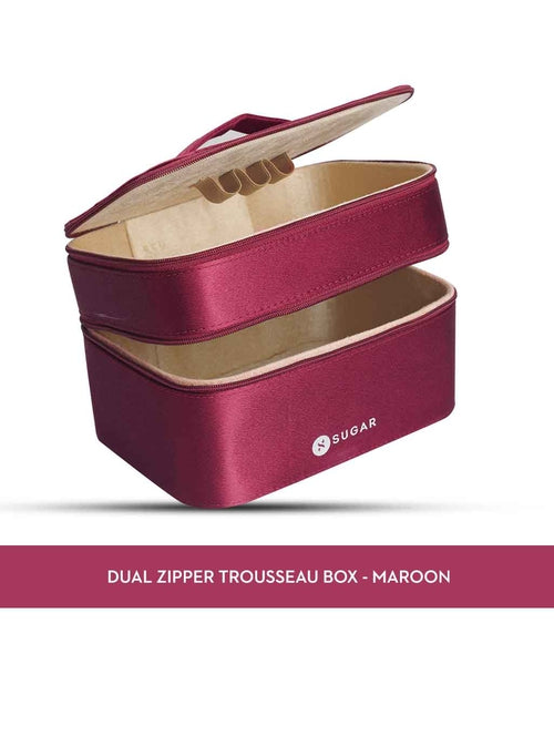 Dual Zipper Trousseau Box (Maroon)