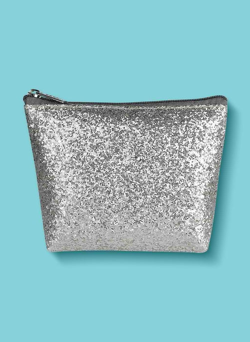 Flat Glitter Pouch Silver
