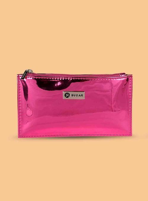 Hot Pink Metallic pouch