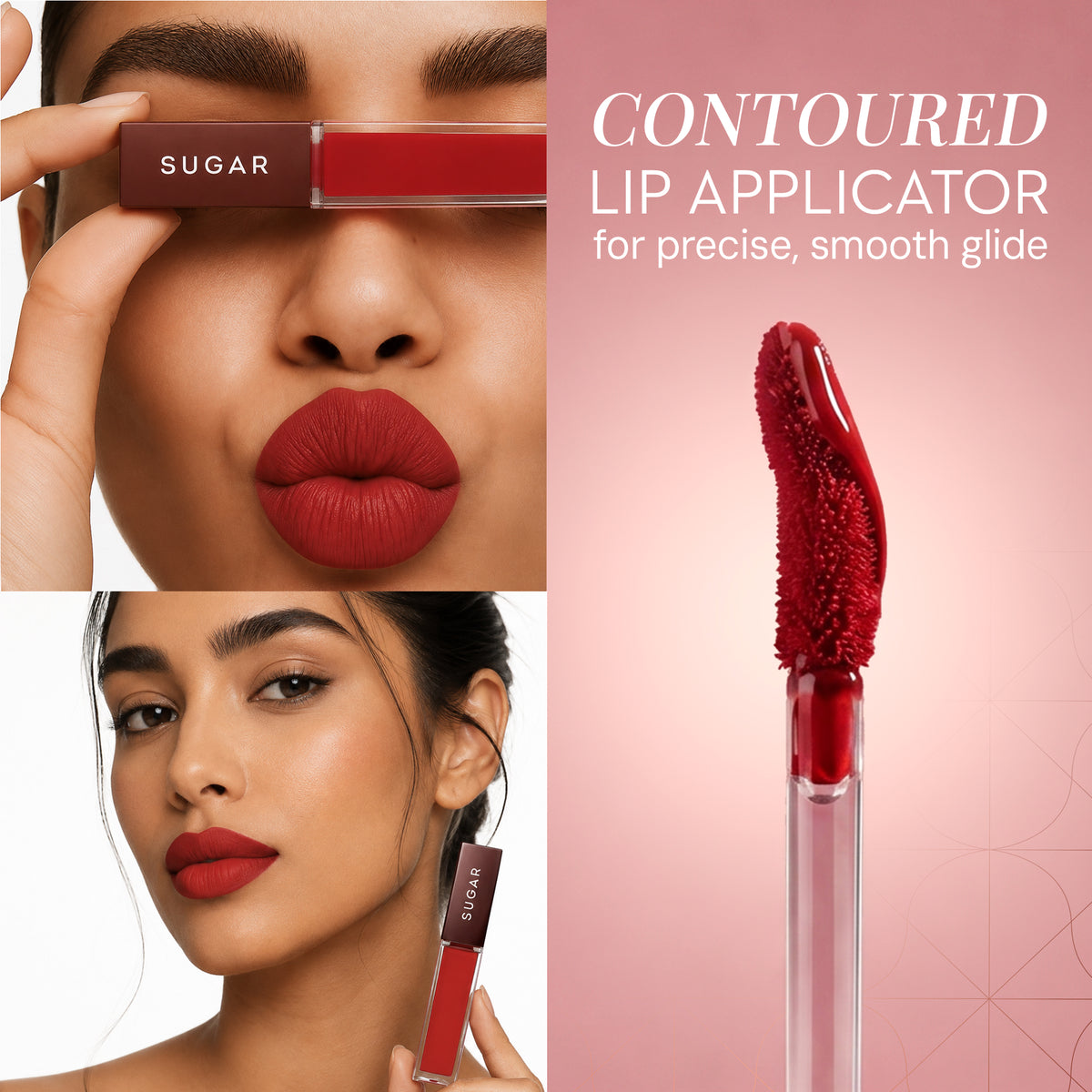 SUGAR Mettle Liquid Lipstick contoured lip applicator for a precise, smooth glide