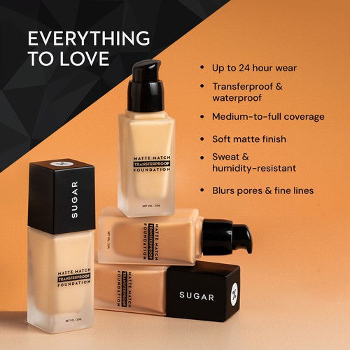 SUGAR Matte Match Transferproof Foundation - 10 Latte (Light Warm - Undertone)