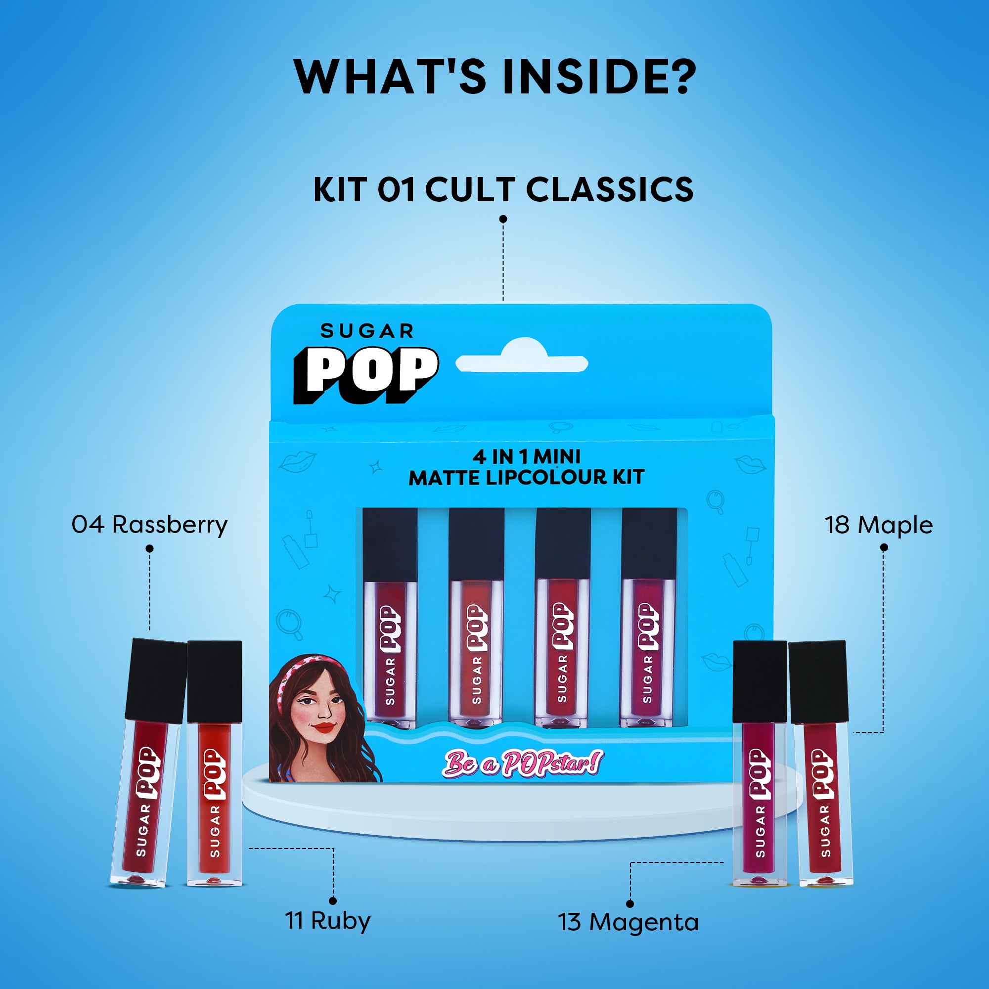 SUGAR POP 4 in 1 Mini Matte Lipcolor Kit - 01 Cult Classics