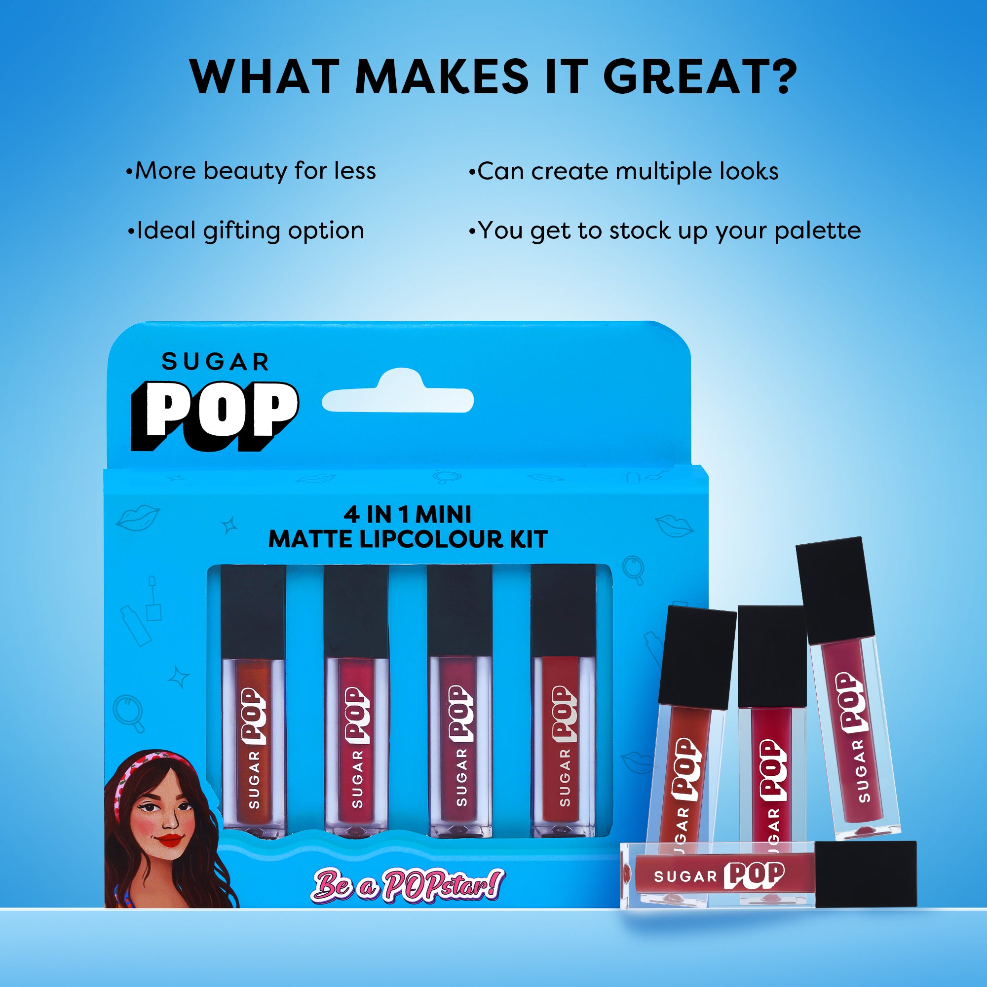SUGAR POP 4 in 1 Mini Matte Lipcolor Kit - 01 Cult Classics