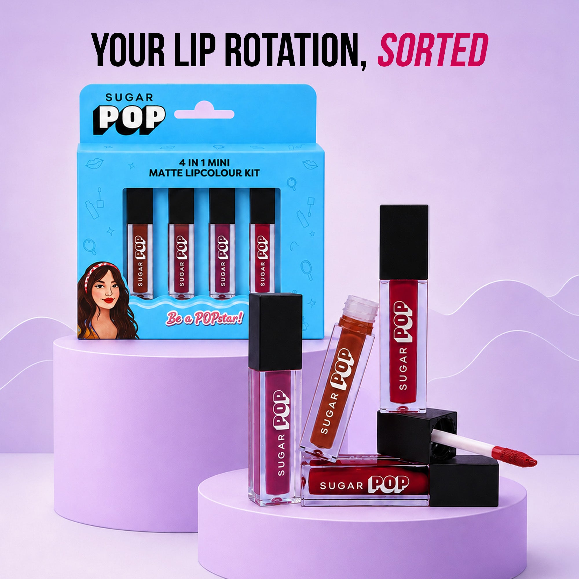 SUGAR POP 4 in 1 Mini Matte Lipcolor Kit - 02 Bare Essentials