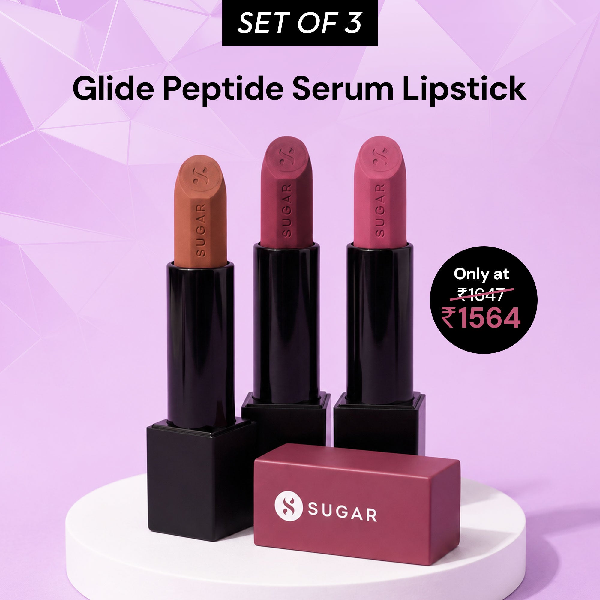 Set Of 3 Glide peptide serum lipstick