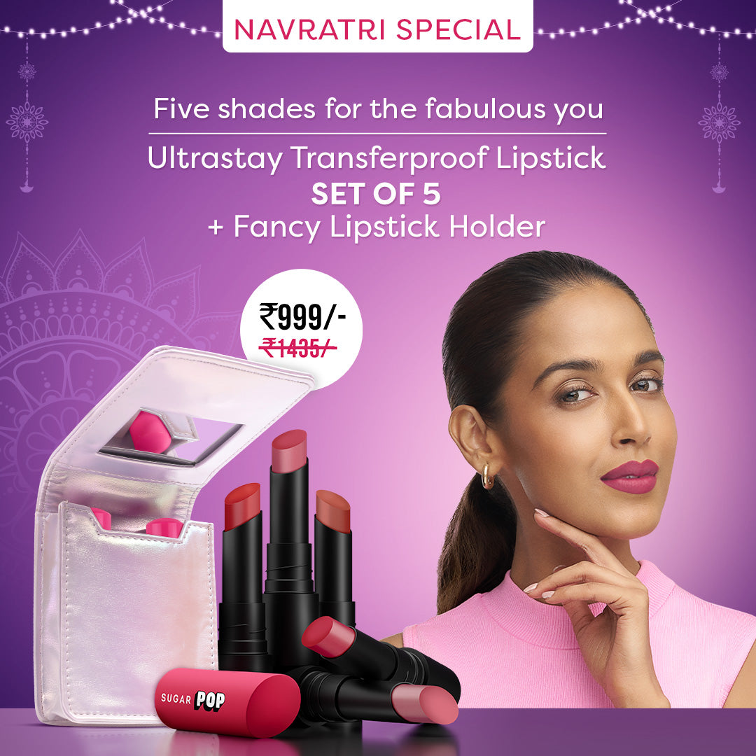 Set of 5 Ultrastay Transferproof Lipstick + Fancy Lipstick Holder