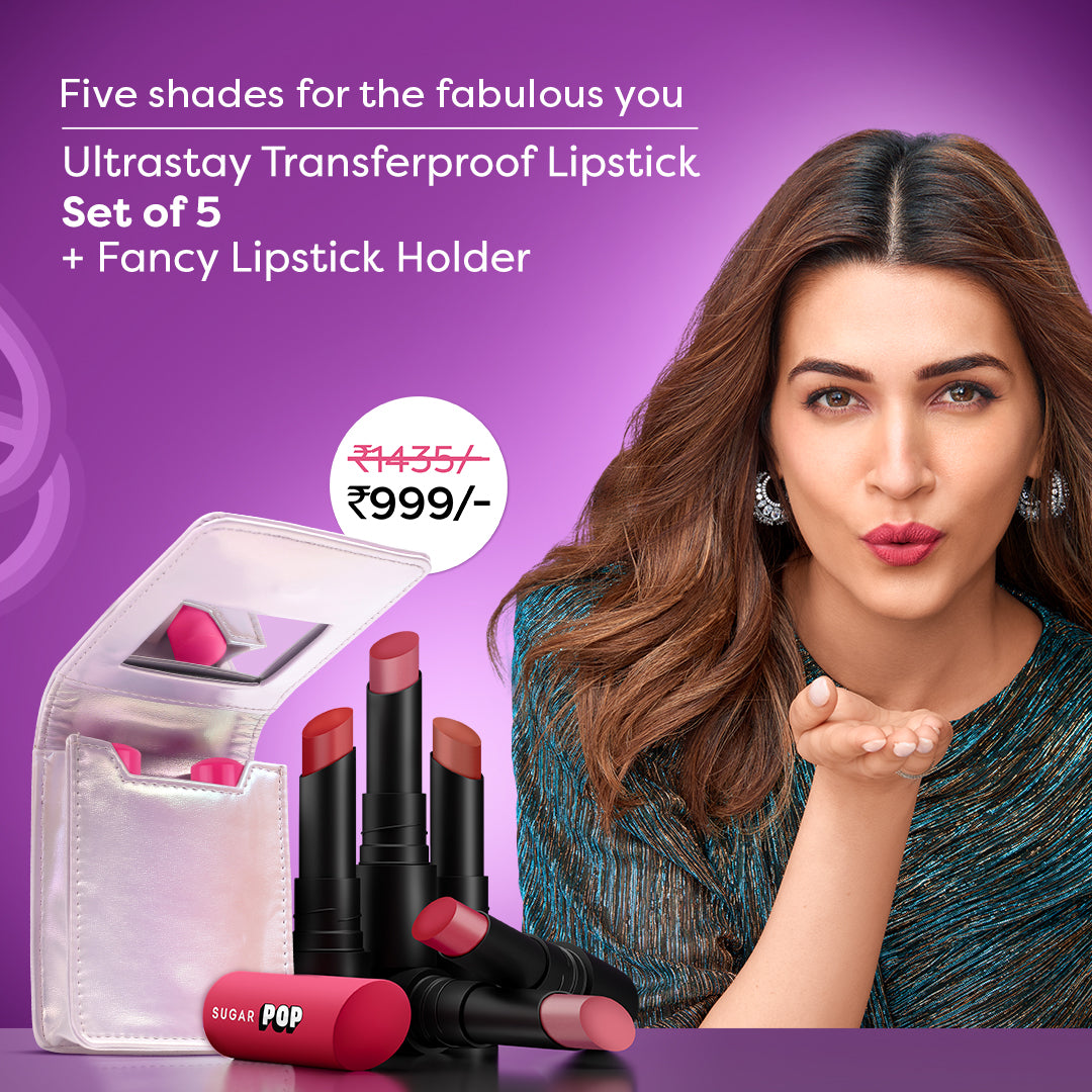 Set of 5 Ultrastay Transferproof Lipstick + Fancy Lipstick Holder